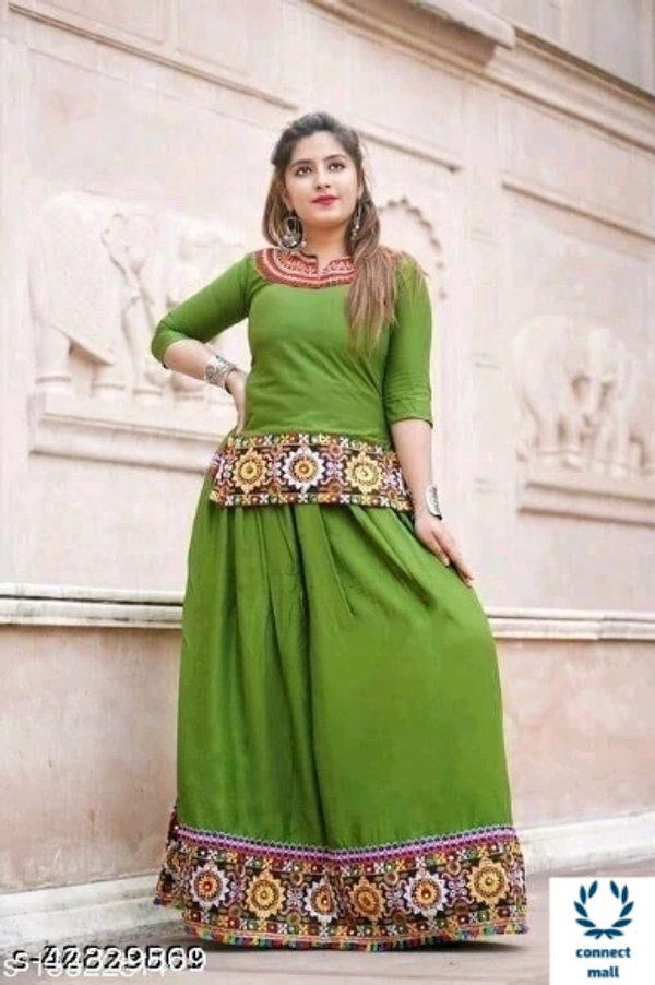 Stylish  RETRO  Women Ethenic Embroidered Rayon  Skirts And Tops - XXL